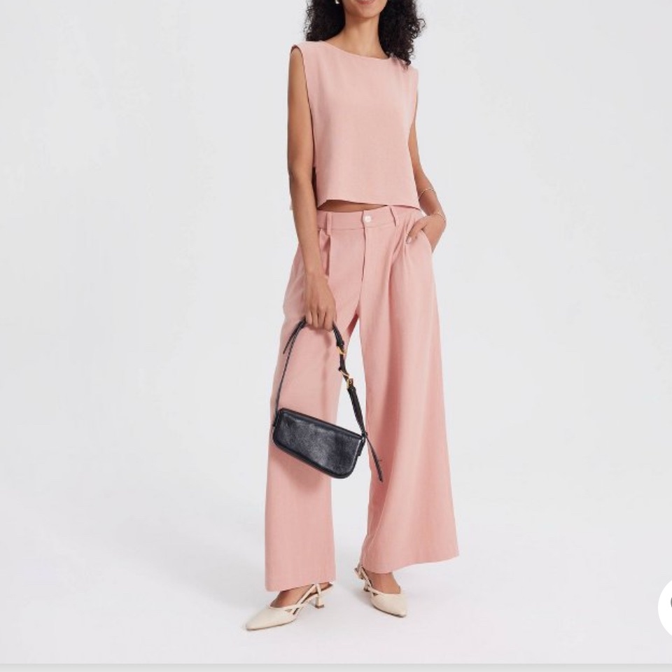 Pleated Pant And Side Cut-Out Tank Set